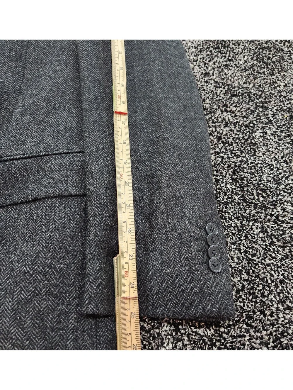 Studio Milano Italy 100% Cashmere 42L Charcoal herringbone blazer Sports coat